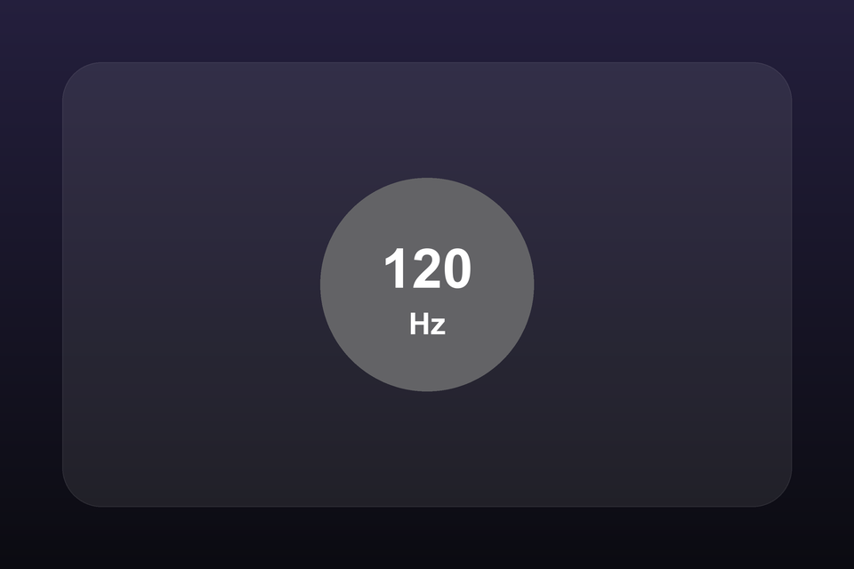 The Control Center toggle filled, reading 120 Hz